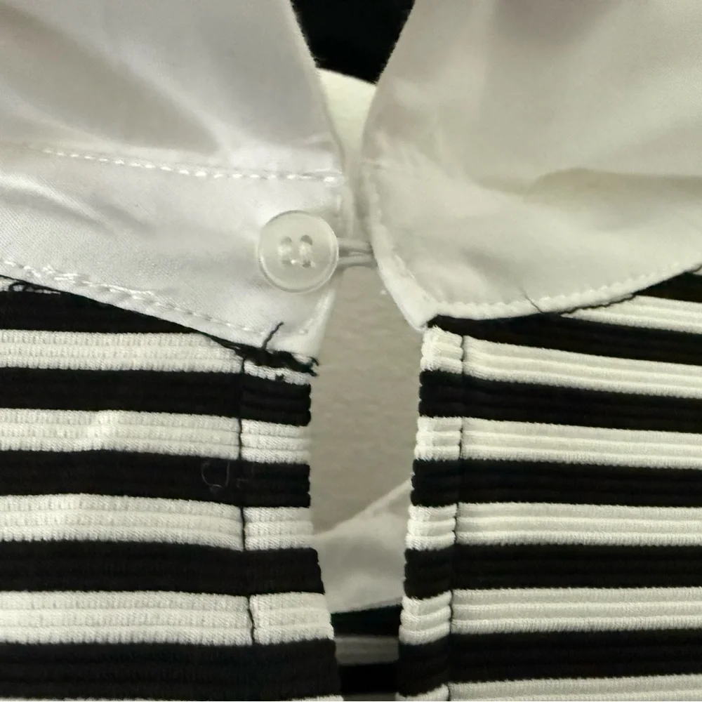 Zara Striped Short Sleeve Mini Dress with Collar size large - Picture 6 of 9